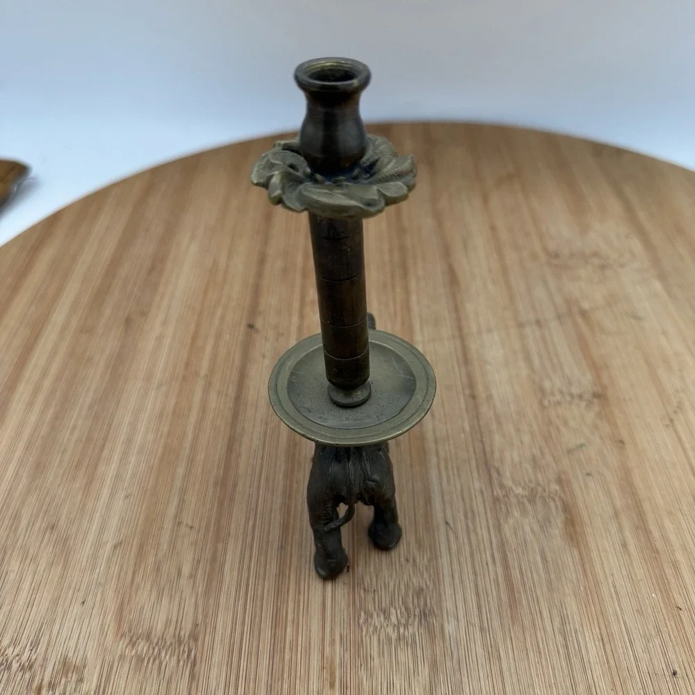 Vintage Solid Brass Elephant‎ Corkscrew Candle Base Barware